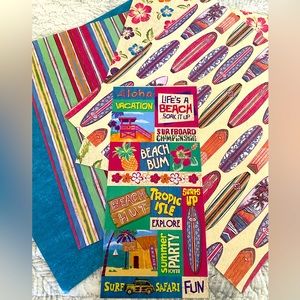 🏄‍♂️☀️ “LIFE’S A BEACH SURFS UP” STICKERS & SCRAPBOOK PAPER BUNDLE. RETIRED.